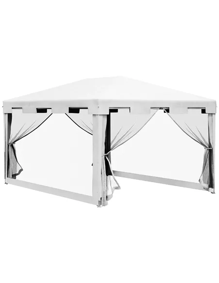 Outsunny 4 x 3 m Party Tent Wedding Gazebo Outdoor Waterproof PE Canopy Shade with Panel