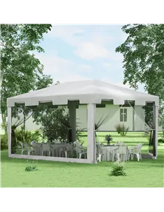 Outsunny 4 x 3 m Party Tent Wedding Gazebo Outdoor Waterproof PE Canopy Shade with Panel 2