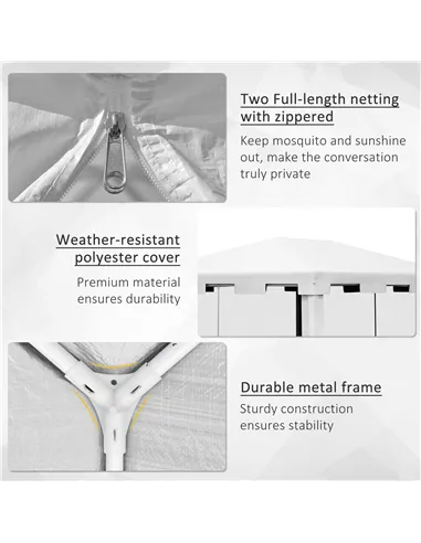 Outsunny 4 x 3 m Party Tent Wedding Gazebo Outdoor Waterproof PE Canopy Shade with Panel