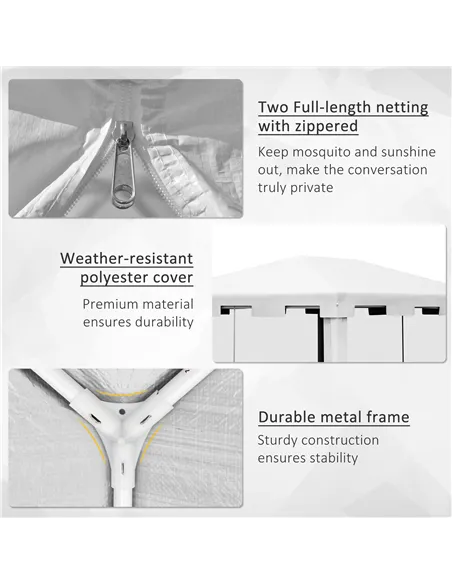 Outsunny 4 x 3 m Party Tent Wedding Gazebo Outdoor Waterproof PE Canopy Shade with Panel