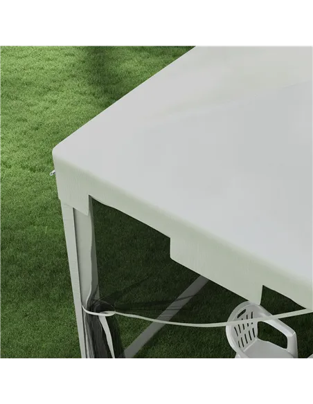 Outsunny 4 x 3 m Party Tent Wedding Gazebo Outdoor Waterproof PE Canopy Shade with Panel