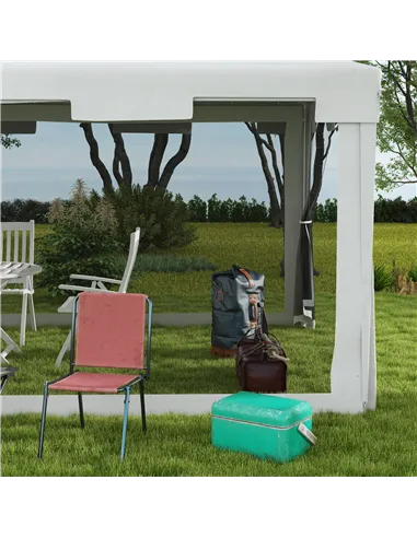 Outsunny 4 x 3 m Party Tent Wedding Gazebo Outdoor Waterproof PE Canopy Shade with Panel