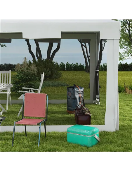 Outsunny 4 x 3 m Party Tent Wedding Gazebo Outdoor Waterproof PE Canopy Shade with Panel