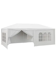 Outsunny 6 x 3 m Party Tent Wedding Gazebo Outdoor Waterproof PE Canopy Shade with 6 Removable Side Walls