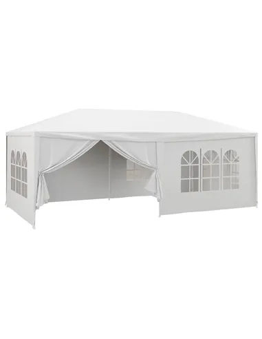 Outsunny 6 x 3 m Party Tent Wedding Gazebo Outdoor Waterproof PE Canopy Shade with 6 Removable Side Walls