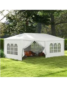 Outsunny 6 x 3 m Party Tent Wedding Gazebo Outdoor Waterproof PE Canopy Shade with 6 Removable Side Walls 2