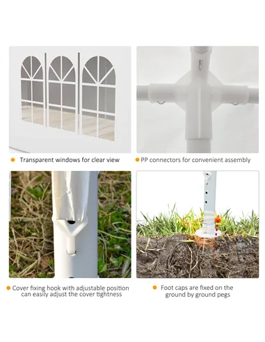 Outsunny 6 x 3 m Party Tent Wedding Gazebo Outdoor Waterproof PE Canopy Shade with 6 Removable Side Walls