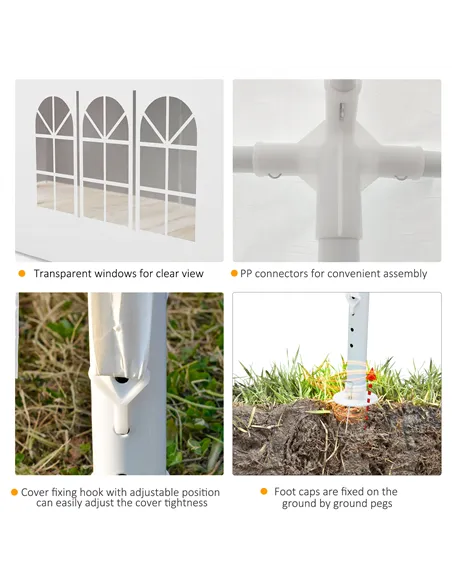 Outsunny 6 x 3 m Party Tent Wedding Gazebo Outdoor Waterproof PE Canopy Shade with 6 Removable Side Walls