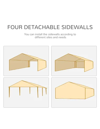 Outsunny 6 x 3 m Party Tent Wedding Gazebo Outdoor Waterproof PE Canopy Shade with 6 Removable Side Walls