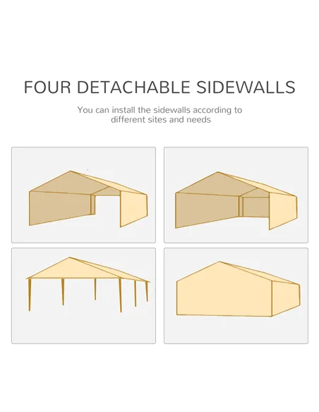 Outsunny 6 x 3 m Party Tent Wedding Gazebo Outdoor Waterproof PE Canopy Shade with 6 Removable Side Walls