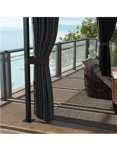 Outsunny 4 x 3m Aluminium Frame Hard Gazebo, with Accessories - Brown