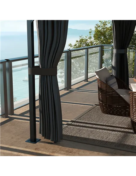 Outsunny 4 x 3m Aluminium Frame Hard Gazebo, with Accessories - Brown