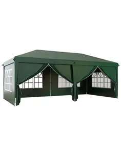 Outsunny 3 x 6m Pop-Up Gazebo, with Curtain Walls and Windows - Dark Green