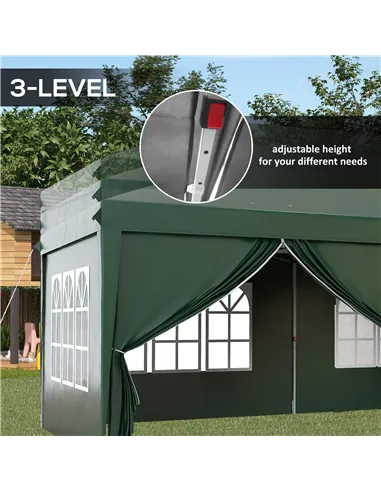 Outsunny 3 x 6m Pop-Up Gazebo, with Curtain Walls and Windows - Dark Green