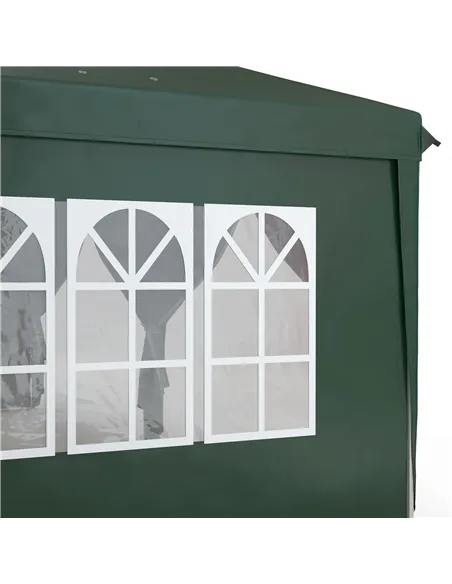 Outsunny 3 x 6m Pop-Up Gazebo, with Curtain Walls and Windows - Dark Green