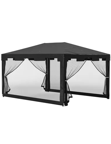 Outsunny 4 x 3 m Party Tent Wedding Gazebo Outdoor Waterproof PE Canopy Shade with Panel