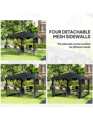 Outsunny 4 x 3 m Party Tent Wedding Gazebo Outdoor Waterproof PE Canopy Shade with Panel