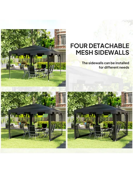 Outsunny 4 x 3 m Party Tent Wedding Gazebo Outdoor Waterproof PE Canopy Shade with Panel