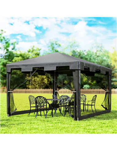 Outsunny 4 x 3 m Party Tent Wedding Gazebo Outdoor Waterproof PE Canopy Shade with Panel
