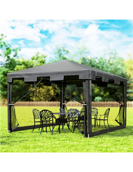 Outsunny 4 x 3 m Party Tent Wedding Gazebo Outdoor Waterproof PE Canopy Shade with Panel