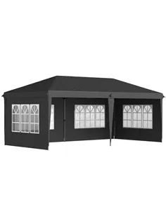 Outsunny 3 x 6m Pop-Up Gazebo, with Removable Walls - Black