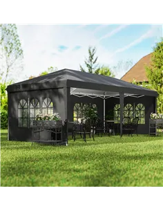 Outsunny 3 x 6m Pop-Up Gazebo, with Removable Walls - Black 2