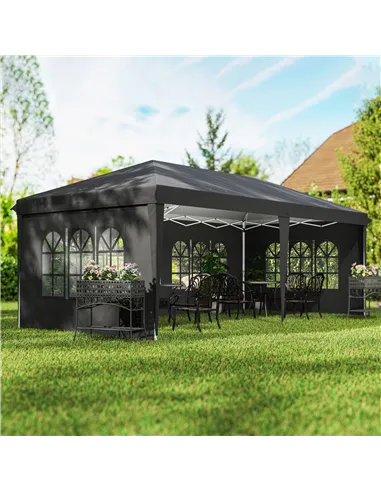 Outsunny 3 x 6m Pop-Up Gazebo, with Removable Walls - Black
