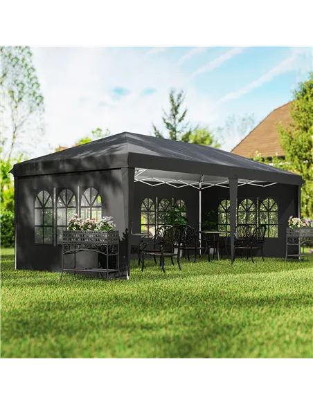 Outsunny 3 x 6m Pop-Up Gazebo, with Removable Walls - Black