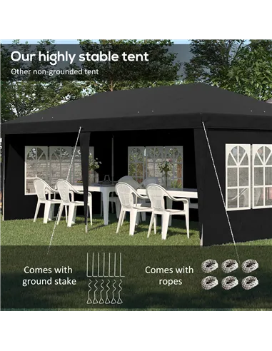Outsunny 3 x 6m Pop-Up Gazebo, with Removable Walls - Black