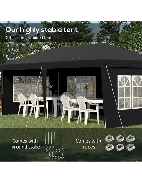 Outsunny 3 x 6m Pop-Up Gazebo, with Removable Walls - Black
