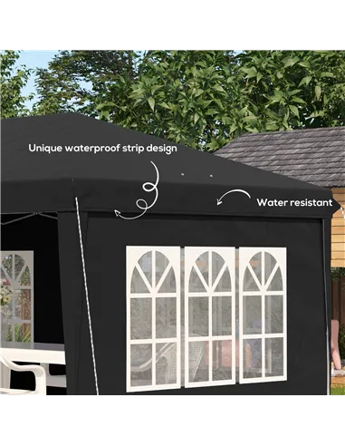 Outsunny 3 x 6m Pop-Up Gazebo, with Removable Walls - Black