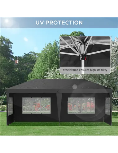 Outsunny 3 x 6m Pop-Up Gazebo, with Removable Walls - Black