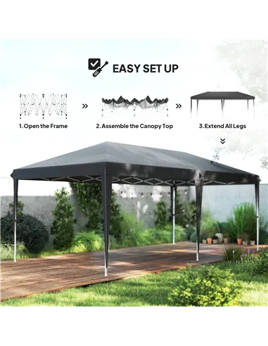 Outsunny 6 x 3 m Pop-Up Steel Frame Gazebo Grey