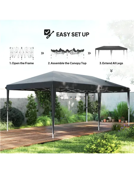 Outsunny 6 x 3 m Pop-Up Steel Frame Gazebo Grey