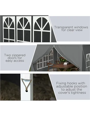 Outsunny 3 x 3 Meters Pop Up Water Resistant Gazebo Wedding Camping Party Tent Canopy Marquee with Carry Bag and 2 Windows, Grey