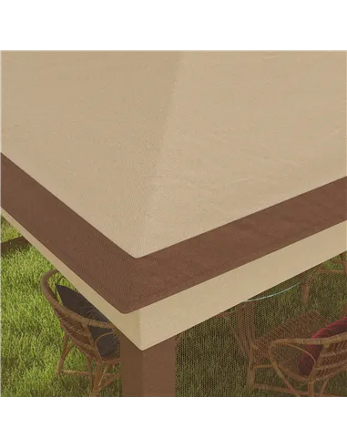 Outsunny 3 x 3(m) Pop Up Gazebo, Double-roof Garden Tent with Netting and Carry Bag, Party Event Shelter for Outdoor Patio, Khak