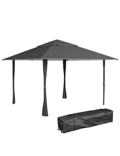 Outsunny 4 x 4m Pop-up Gazebo Double Roof Canopy Tent with UV Proof, Roller Bag & Adjustable Legs Outdoor Party, Steel Frame, Da