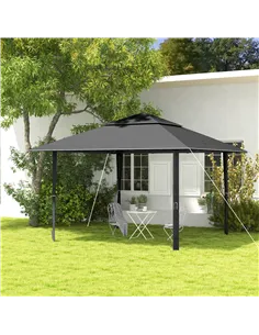 Outsunny 4 x 4m Pop-up Gazebo Double Roof Canopy Tent with UV Proof, Roller Bag & Adjustable Legs Outdoor Party, Steel Frame, Da 2