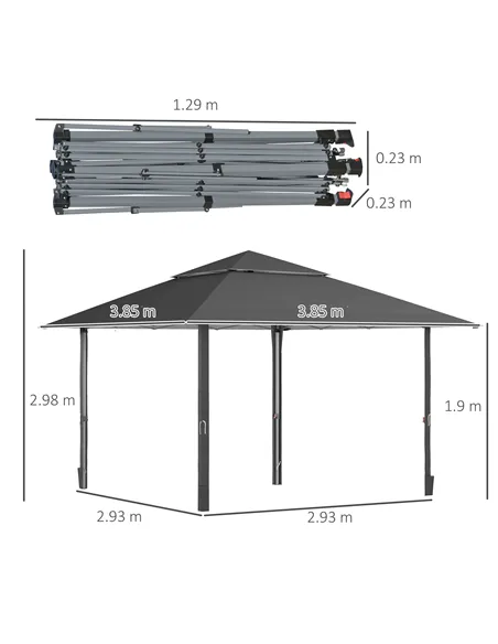 Outsunny 4 x 4m Pop-up Gazebo Double Roof Canopy Tent with UV Proof, Roller Bag & Adjustable Legs Outdoor Party, Steel Frame, Da