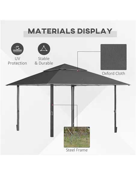 Outsunny 4 x 4m Pop-up Gazebo Double Roof Canopy Tent with UV Proof, Roller Bag & Adjustable Legs Outdoor Party, Steel Frame, Da