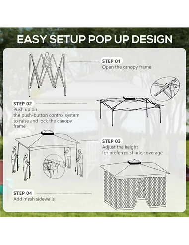 Outsunny 3 x 3(m) Pop Up Gazebo, Double-roof Garden Tent with Netting and Carry Bag, Party Event Shelter for Outdoor Patio, Crea