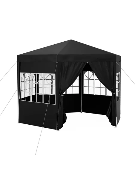 Outsunny 4 m Party Tent Wedding Gazebo Outdoor Waterproof PE Canopy Shade with 6 Removable Side Walls