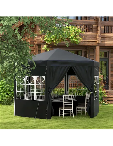 Outsunny 4 m Party Tent Wedding Gazebo Outdoor Waterproof PE Canopy Shade with 6 Removable Side Walls