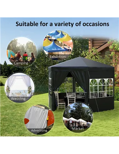 Outsunny 4 m Party Tent Wedding Gazebo Outdoor Waterproof PE Canopy Shade with 6 Removable Side Walls