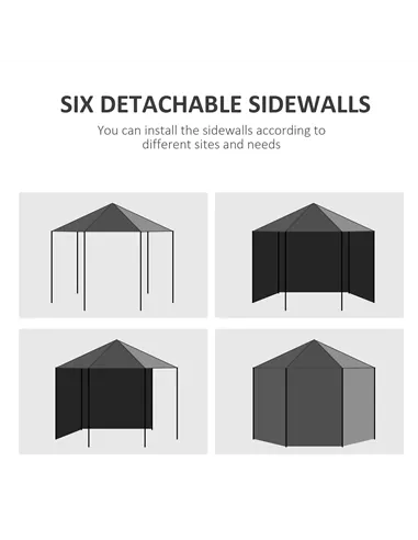 Outsunny 4 m Party Tent Wedding Gazebo Outdoor Waterproof PE Canopy Shade with 6 Removable Side Walls