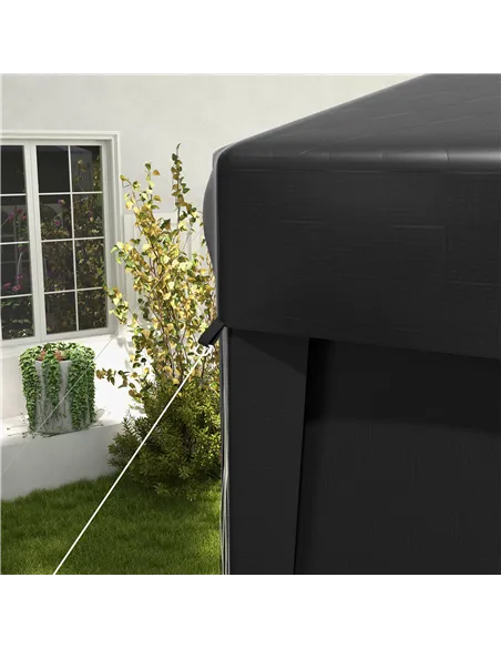 Outsunny 4 m Party Tent Wedding Gazebo Outdoor Waterproof PE Canopy Shade with 6 Removable Side Walls