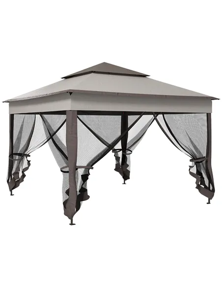 Outsunny 3.25 x 3.25m Pop Up Gazebo, Double-roof Garden Tent with Netting and Carry Bag, Party Event Shelter for Outdoor Patio, 