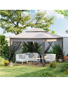 Outsunny 3.25 x 3.25m Pop Up Gazebo, Double-roof Garden Tent with Netting and Carry Bag, Party Event Shelter for Outdoor Patio,  2