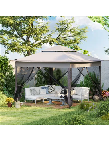 Outsunny 3.25 x 3.25m Pop Up Gazebo, Double-roof Garden Tent with Netting and Carry Bag, Party Event Shelter for Outdoor Patio, 