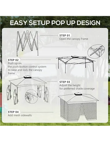 Outsunny 3.25 x 3.25m Pop Up Gazebo, Double-roof Garden Tent with Netting and Carry Bag, Party Event Shelter for Outdoor Patio, 